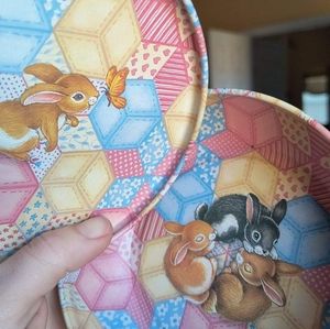 Quilted rabbit tin vintage